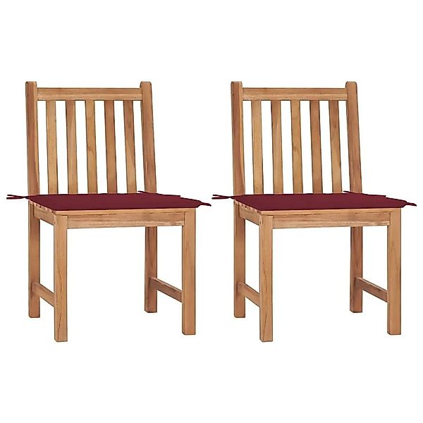 vidaXL Gartenstühle 2 Stk mit Kissen Massivholz Teak 3062925 günstig online kaufen