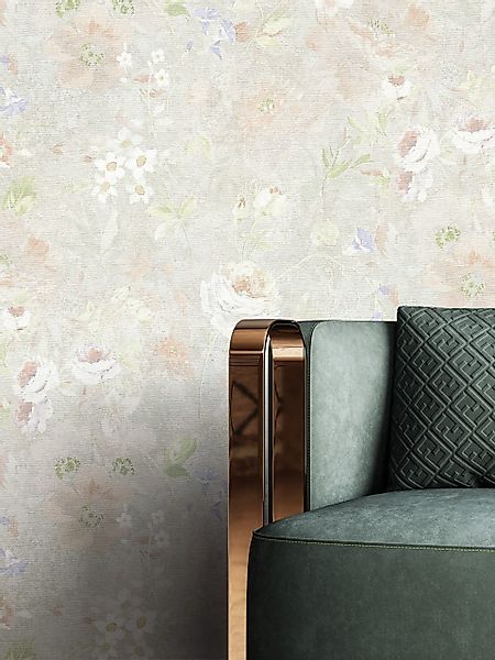 Newroom Vliestapete, Grau Tapete Floral Blumen günstig online kaufen