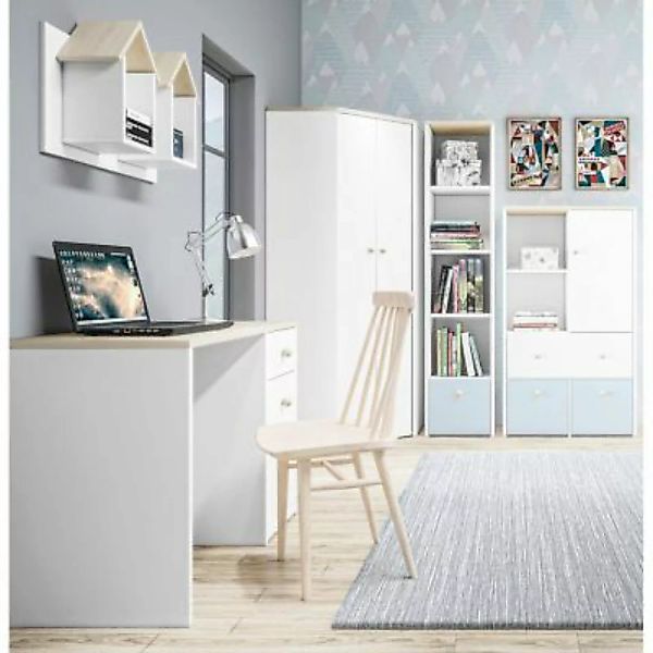 Lomadox Jugendzimmer Set mit Schreibtisch ELVA-131 in weiß mit Fjord Buche günstig online kaufen