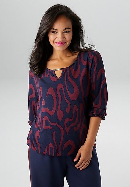 Aniston PLUS Langarmshirt mit großflächigem, grafischen Druck günstig online kaufen