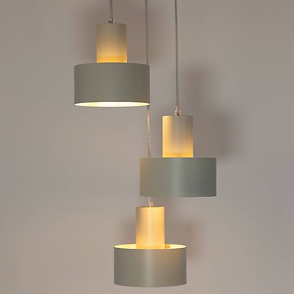 Hängeleuchte Rif 3, taupe, rund, 3-flammig, Ø 33 cm, Stahl günstig online kaufen