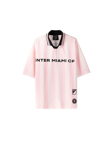 Bershka Poloshirt Inter Miami Cf Aus Mesh Mit Streifen Damen M Rosa günstig online kaufen