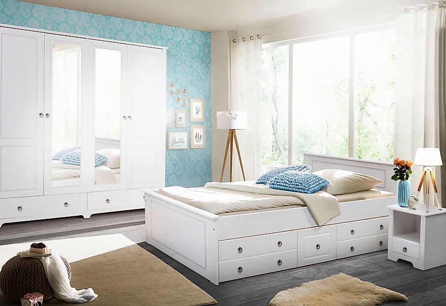 Home affaire Schlafzimmer-Set "Hugo" Set, 4 Stk. tlg. Bett 180x200 cm, 5-tr günstig online kaufen