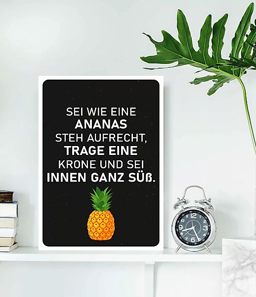 queence Metallbild "Ananas", Schriftzüge, (1 St.), Stahlschilder günstig online kaufen