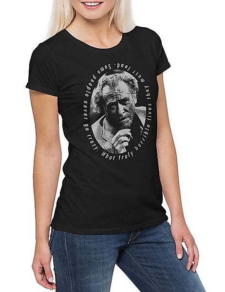 Urban Backwoods Print-Shirt Charles Bukowski Portrait Damen T-Shirt Quote Z günstig online kaufen