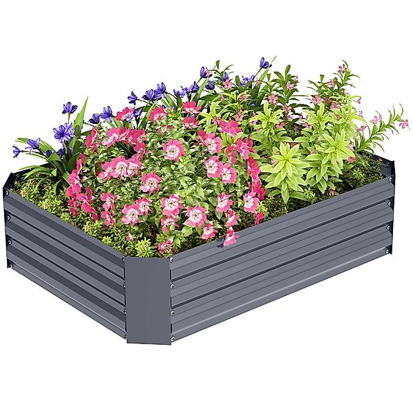 Outsunny Hochbeet aus Stahl, Pflanzbeet Frühbeet Gartenbeet Blumenkasten st günstig online kaufen