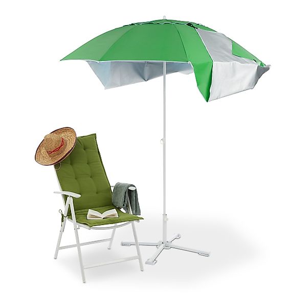 relaxdays Sonnenschirm Strandmuschel grü günstig online kaufen