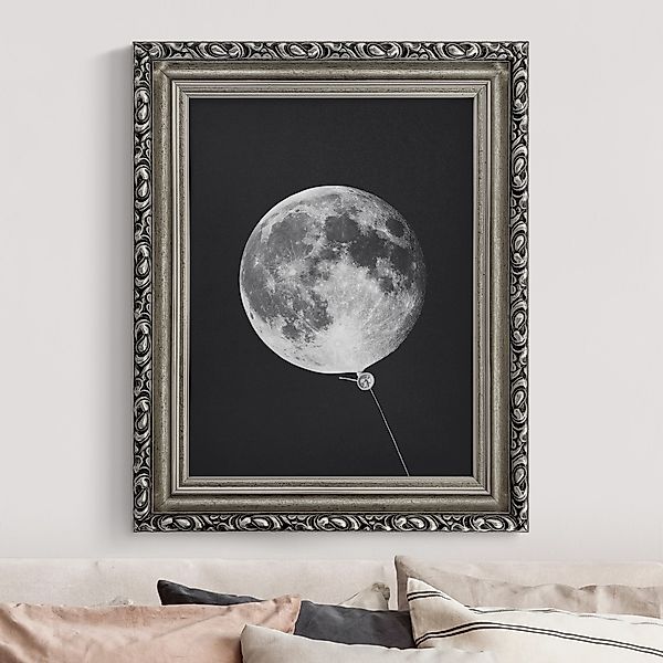 Gerahmtes Leinwandbild Luftballon mit Mond günstig online kaufen