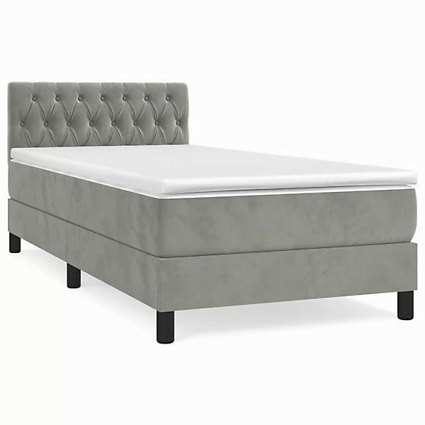 vidaXL Boxspringbett Boxspringbett mit Matratze Hellgrau 100x200 cm Samt Be günstig online kaufen