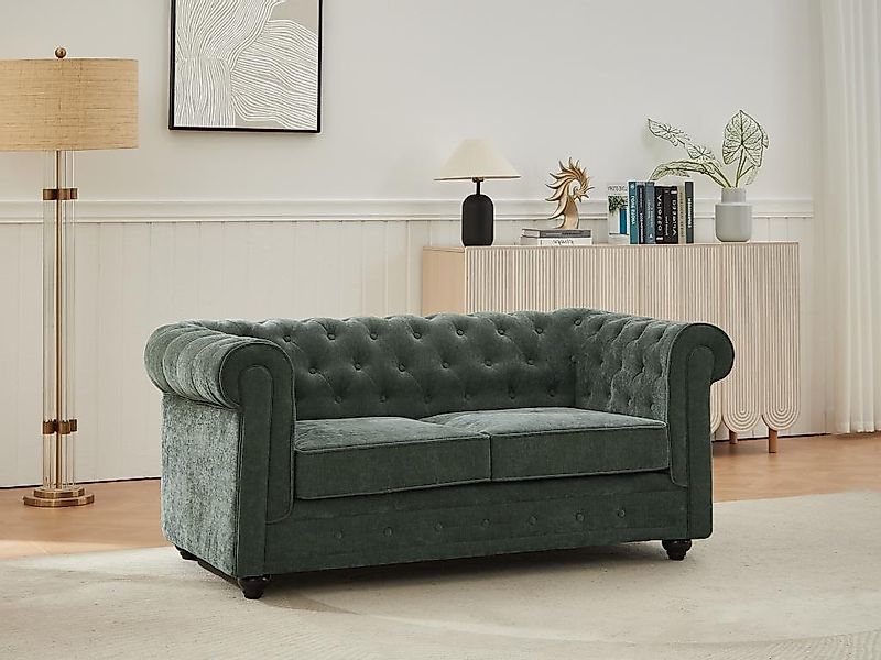 2-Sitzer-Sofa - Stoff - Grün - CHESTERFIELD günstig online kaufen