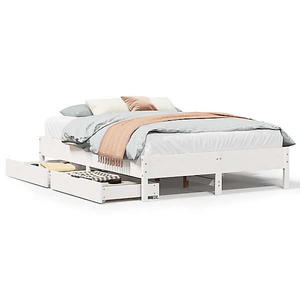 vidaXL Massivholzbett ohne Matratze Weiß 135x190 cm Kiefernholz 3301726 günstig online kaufen
