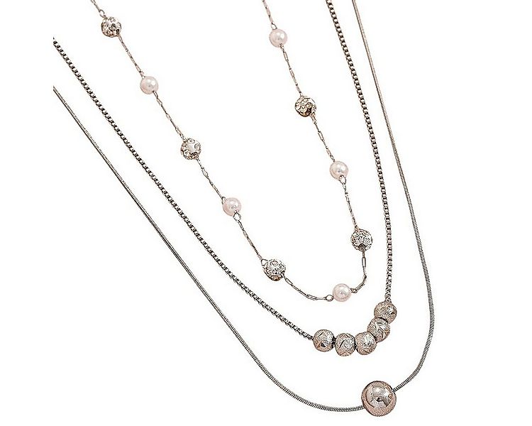 KARMA Ketten-Set Halskette mehrlagig Damen Silber Edelstahl Kristalle (Edel günstig online kaufen