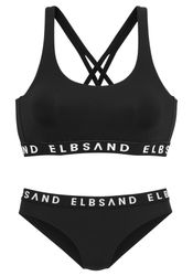 Elbsand Bustier-Bikini mit kontrastfarbenen Schriftzügen günstig online kaufen