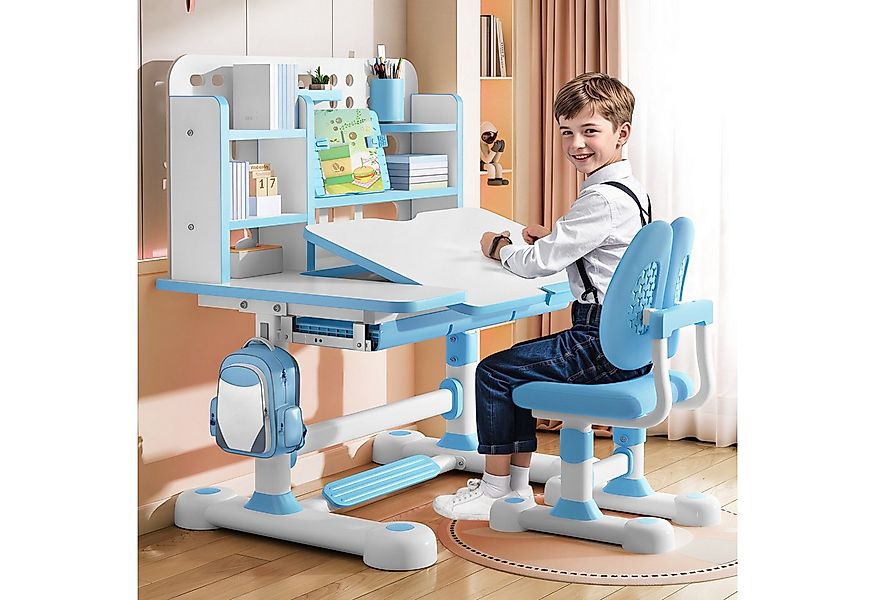Rutaqian Kinderschreibtisch Kinder-Schreibtisch- und Stuhl-Set,Höhenverstel günstig online kaufen