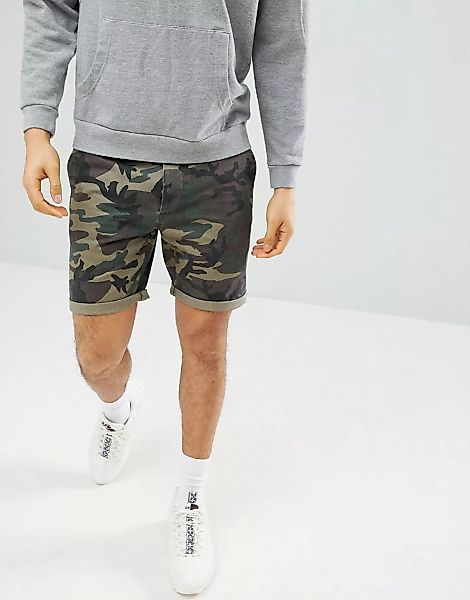 ASOS – Chino-Shorts mit Tarnmuster-Grün günstig online kaufen