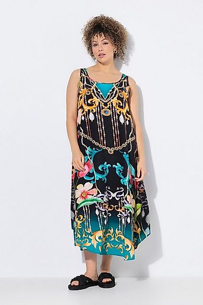 Ulla Popken Maxikleid Kleid Barock-Druck A-Linie Rundhals ärmellos günstig online kaufen
