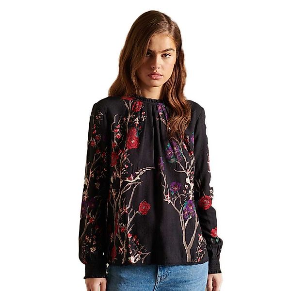 Superdry Woven Embroidery Langarm-t-shirt XS Black Floral günstig online kaufen