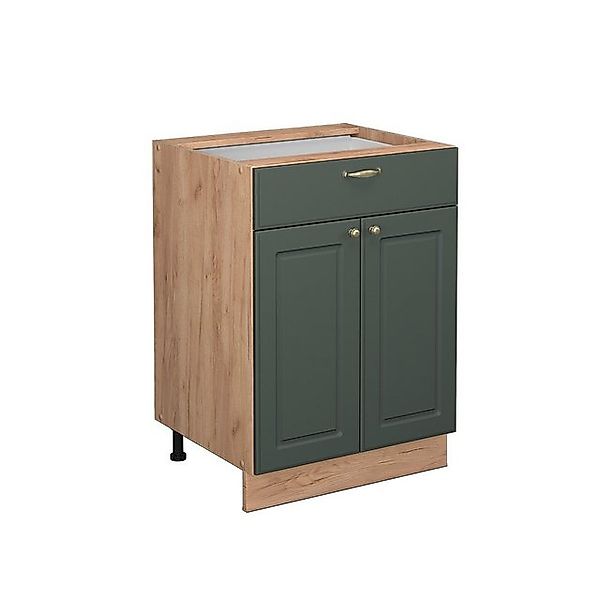 Vicco Küchenunterschrank Fame-Line Grün-Gold Landhaus/Goldkraft Eiche 60 cm günstig online kaufen