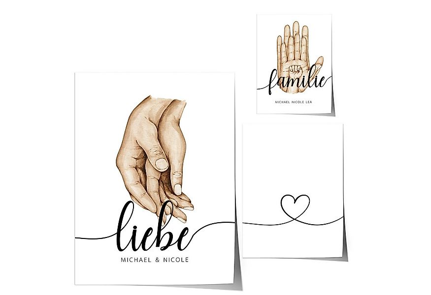 JUSTGOODMOOD Poster Premium ® Familie Hände Personalisiert Vorname Familien günstig online kaufen
