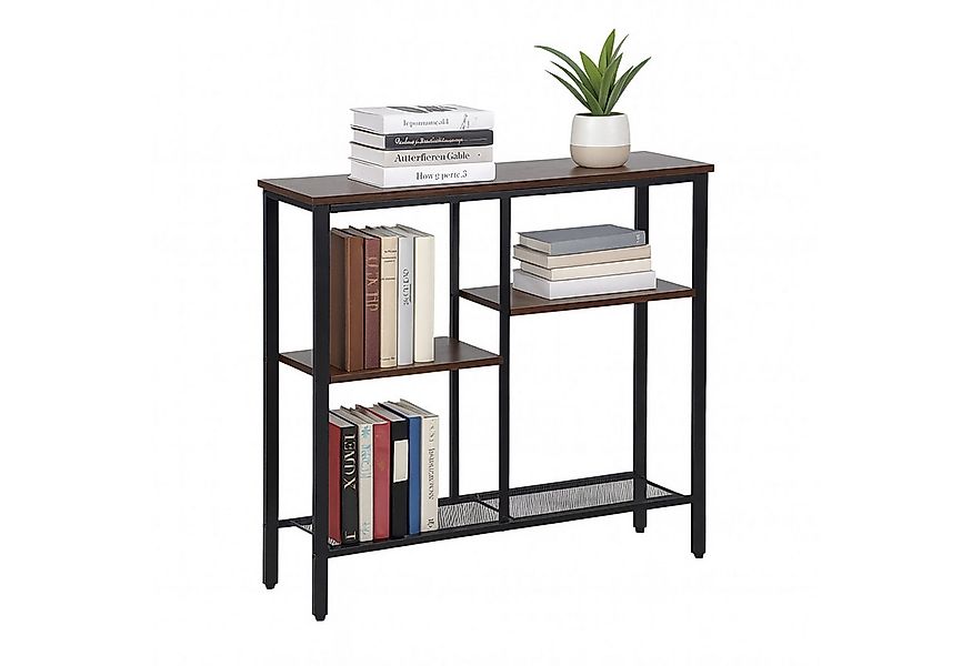 relaxdays Konsolentisch mit 4 Ablage, dunkelbraun günstig online kaufen