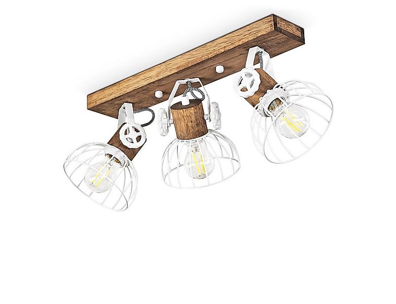 hofstein Deckenleuchte »Cotes« Deckenlampe aus Holz/Metall, Braun/Weiß Schi günstig online kaufen