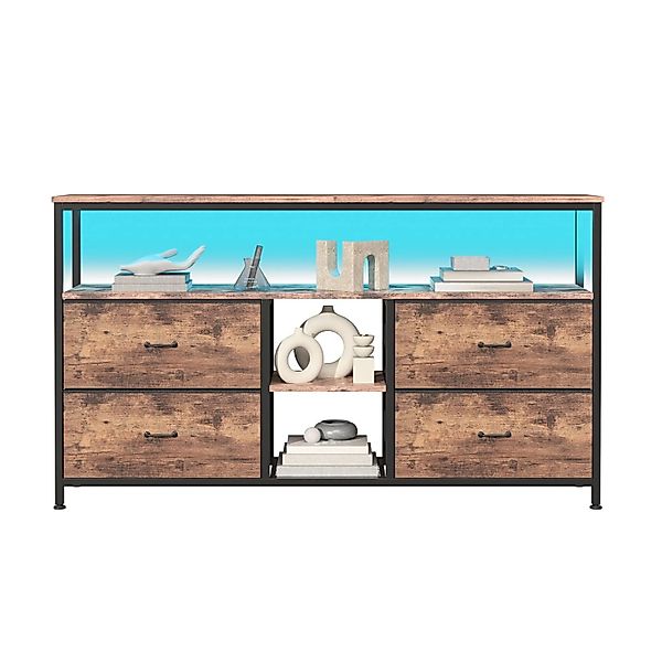 PXloue TV-Schrank 108x30x77cm mit 4 Stoffschublade Verstellbaren LED Eisenr günstig online kaufen