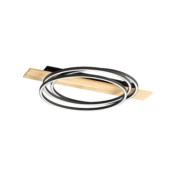 LED-Deckenlampe Marit, Länge 76 cm, sandschwarz, Metall/Holz günstig online kaufen