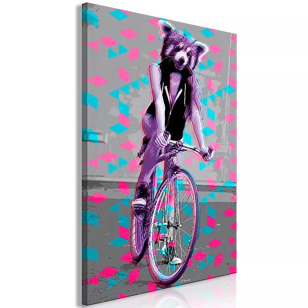 Wandbild - Raccoon On The Bike (1 Part) Vertical günstig online kaufen