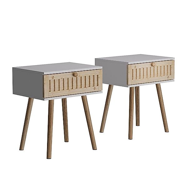 Vicco Nachtschrank Holk, Weiß/Kiefer, 40 x günstig online kaufen