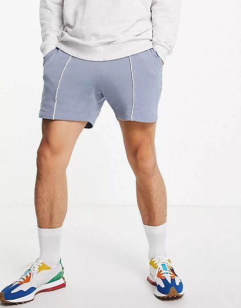 ASOS DESIGN – Pikee-Shorts in Grau mit schmalem Schnitt und Paspelierung günstig online kaufen