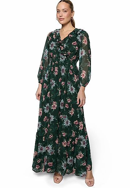 Zero Maxikleid "Damen langarm mit Blumen" Ohne Tasche Rüschen günstig online kaufen