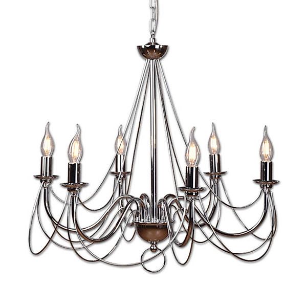 Kronleuchter Retro in Silber, 6fl. 120cm Abhängung günstig online kaufen