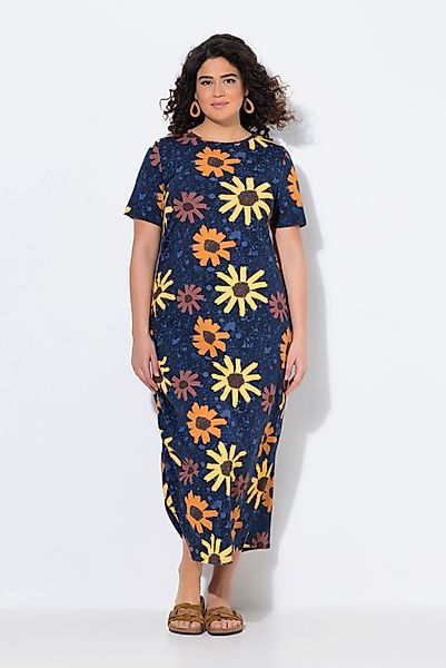 Ulla Popken Midikleid Jersey-Maxikleid Blüten Rundhals günstig online kaufen