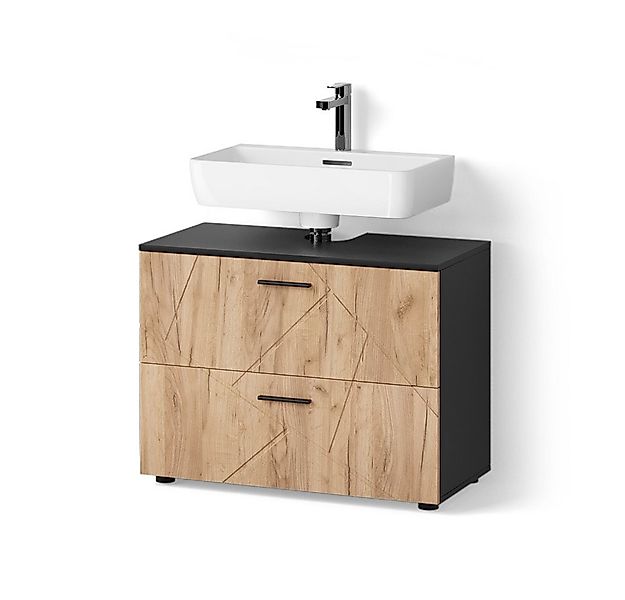 Livinity® Waschbeckenunterschrank Ronco, Goldkraft Eiche/Anthrazit/Anthrazi günstig online kaufen