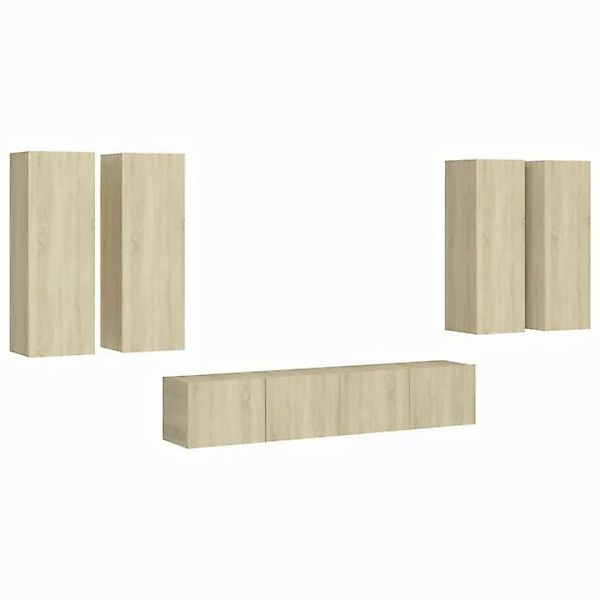 furnicato TV-Schrank 6-tlg. TV-Schrank-Set Sonoma-Eiche Holzwerkstoff (1-St günstig online kaufen