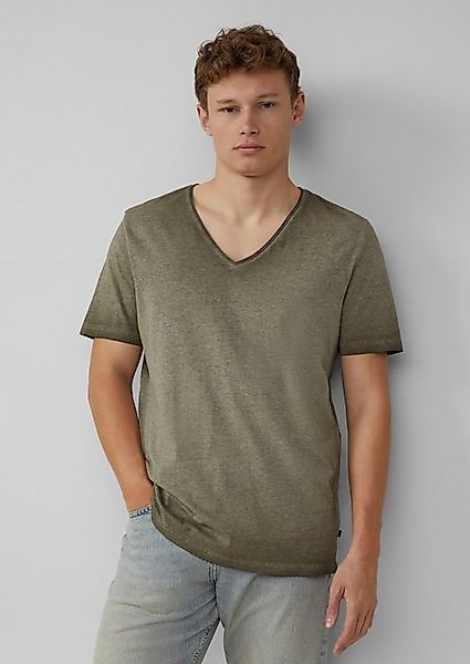QS Kurzarmshirt Gewaschenes T-Shirt mit Rollkante in Melange-Optik Waschung günstig online kaufen