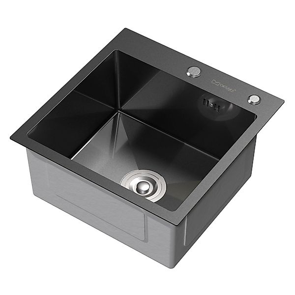 ML-Design Spülbecken Edelstahl 45x45 cm Anthrazit Eckig 1 Becken Klein günstig online kaufen