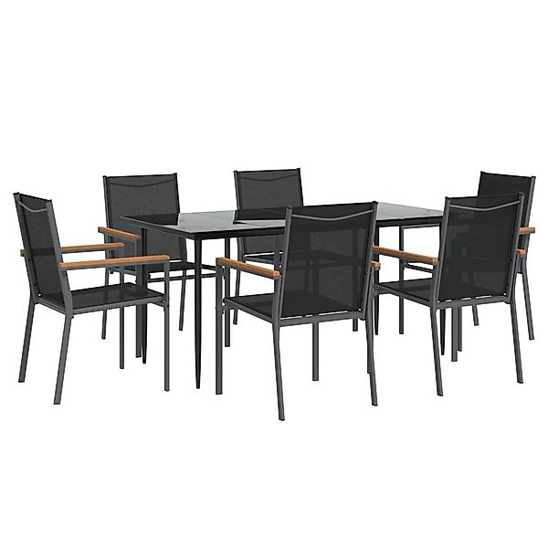 vidaXL Garten-Essgruppe 7-tlg. Garten-Essgruppe Schwarz Textilene günstig online kaufen