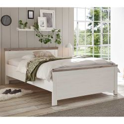 Landhausbett in Weiß Pinienfarben günstig online kaufen