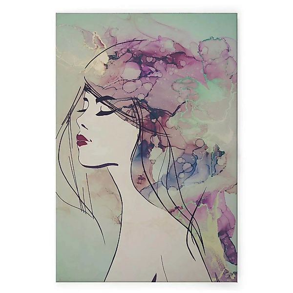Bricoflor Leinwandbild Frau Abstrakt Aquarell Bild Wasserfarben In Lila Lei günstig online kaufen