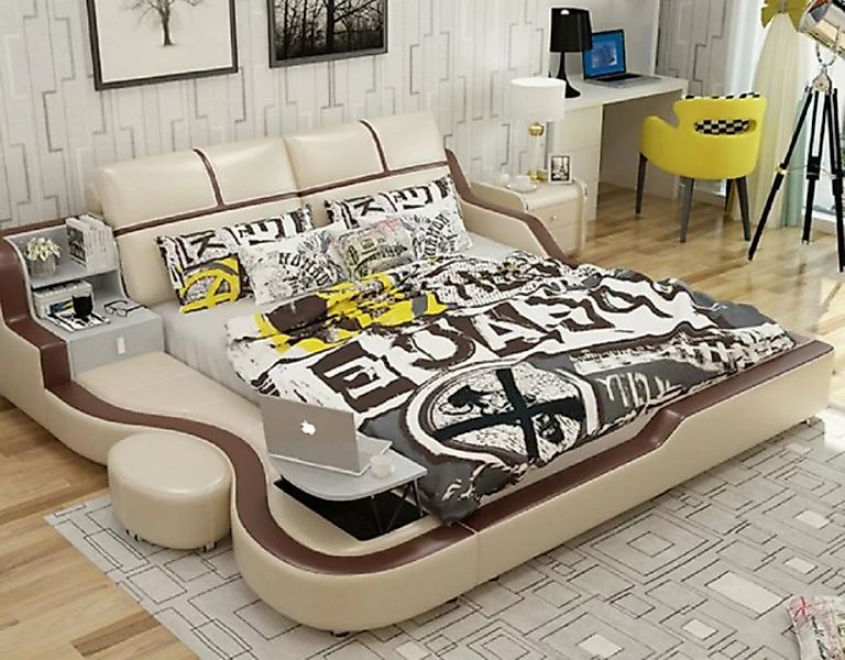 JVmoebel Bett Multifunktions Bett Luxus Design Braun Betten Doppel Regal 18 günstig online kaufen