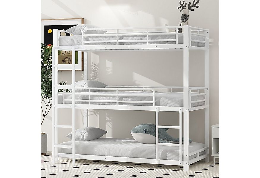 Flieks Etagenbett, Einzelbett Kinderbett Metallbett Dreierbett mit Lattenro günstig online kaufen