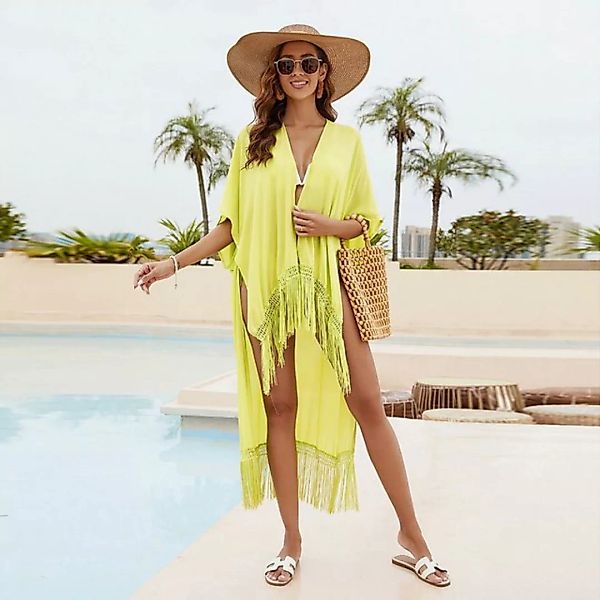 AUKUU Strandkleid Sommer Strandtuch offenes Hemd Überwurf Sonnenschutzkleid günstig online kaufen