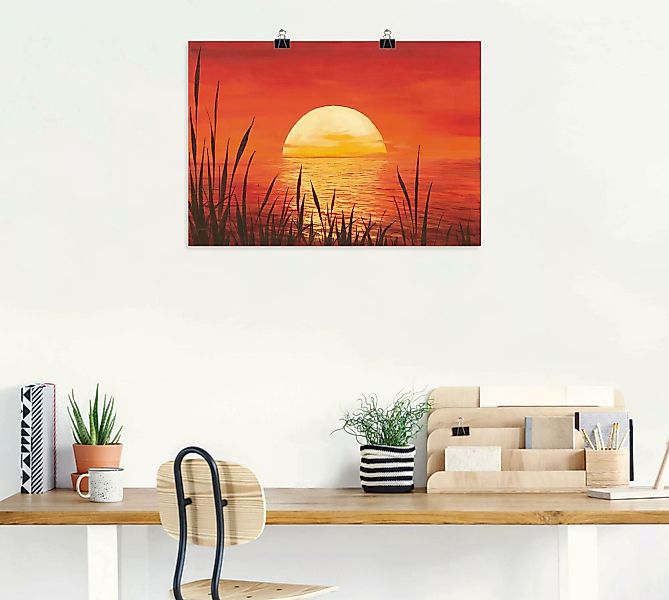 Artland Wandbild »Roter Sonnenuntergang am Ozean«, Bilder vom Sonnenunterga günstig online kaufen