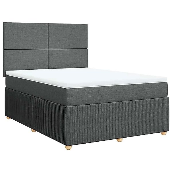 vidaXL Boxspringbett mit Matratze Dunkelgrau 140x190 cm Stoff 3292045 günstig online kaufen