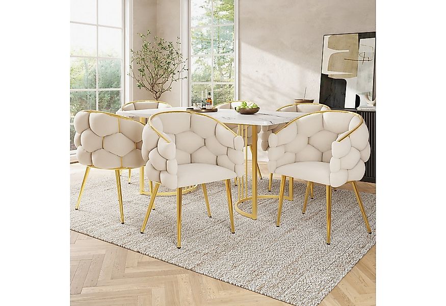 Flieks Polsterstuhl (vergoldete Eisenbeine mit Fußstützen, Set, 6 St), 6er günstig online kaufen