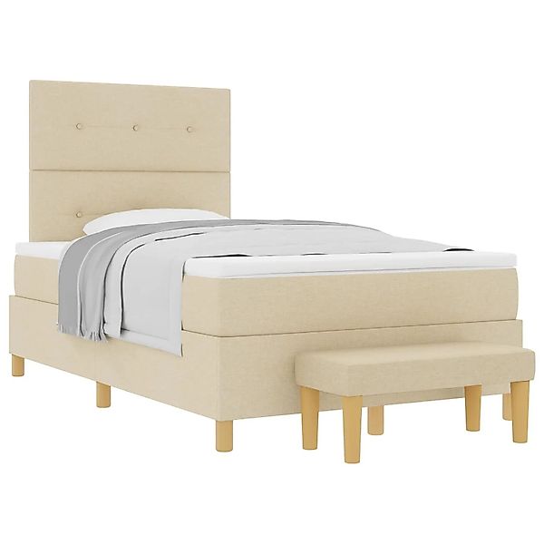 vidaXL Boxspringbett mit Matratze Creme 120 x 200 cm Stoff 3344294 günstig online kaufen