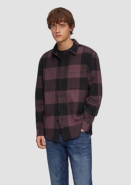 QS Langarmhemd Hemd Relaxed Fit: Flanellhemd mit Brusttasche günstig online kaufen
