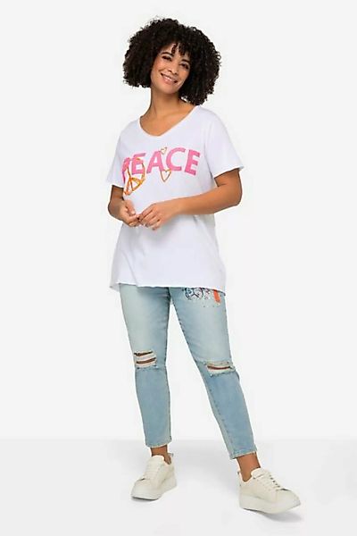 Angel of Style Rundhalsshirt T-Shirt PEACE Druck Rundhals Halbarm günstig online kaufen
