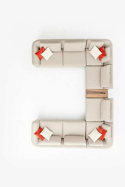 JVmoebel Ecksofa Beige Ecksofa U- Form Wohnzimmer Polstersofa Design Modern günstig online kaufen